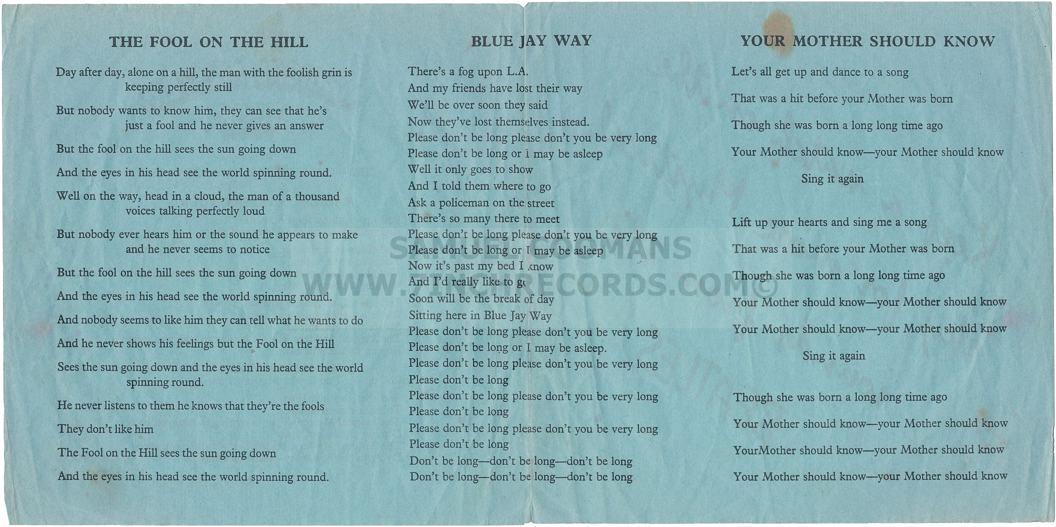 Inner Flaps of booklet